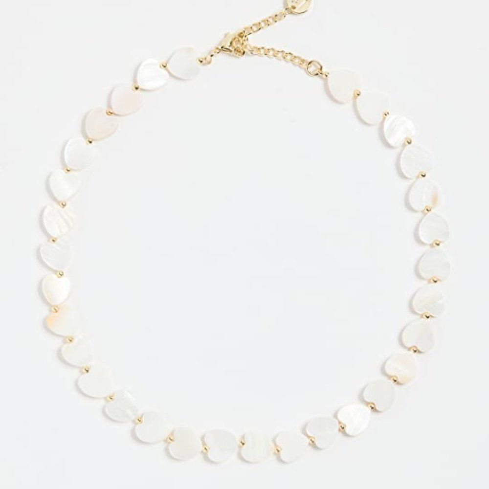 Mother of Pearl and 18k Gold Heart Choker Necklace